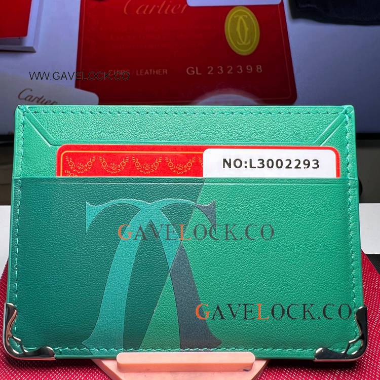 High-quality Cartier Credit Card Holder Green Leather